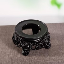 Junfamilee Black Wooden Display Stand for Crystal Sphere Quartz Ball Holder Hollow Wood Stand Base for Crystal Ball Sphere Globe Stone Decoration Display Pedestals, Display Stands