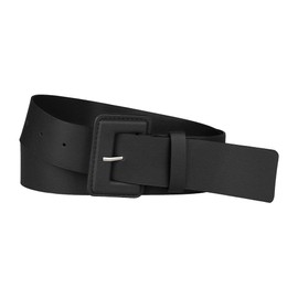 Allegra K Ladies Plus Size Pure Belts, Adjustable Rectangle Buckle Wide Waistband Belt for Dress Black 71-87cm/27.95-34.25"