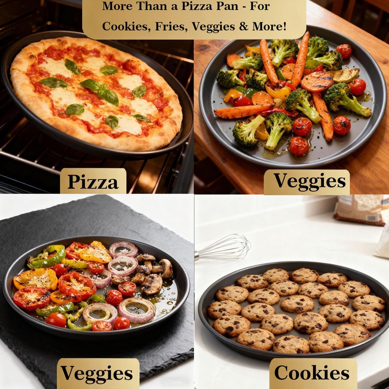 HERMARM 12 Inch Pizza Pan for Oven, 2 Pack Nonstick
