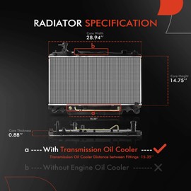 A-Premium Engine Coolant Radiator Assembly with Transmission Oil Cooler Compatible with Toyota RAV4 2001 2002 2003 2004 2005, L4 2.0L 2.4L, Replace# 1640028190