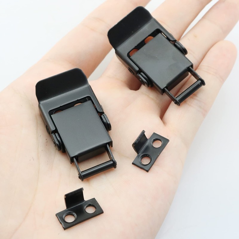 ZYAMY 2pcs Stainless Steel Cabinet Buckle Black Spring Loaded Draw