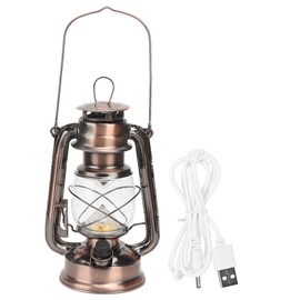 Vintage Camping Lantern 24h Battery Life USB Charging Detachable Lampshade Outdoor Camping Lantern with Hook for Travel Electroplated Bronze