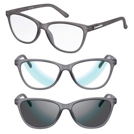 Croakies Petra Photochromic Progressive Eyewear | UV400 Sunglass for Outdoor | Bluelight Eyeglass for HEV Devices | Bundle