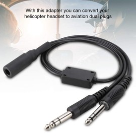 U174 Headset Male-Female Adapter Cable, Dual GA Plugs Helicopter to General Aviation Headphone Adapter Cord for David Clark AVCOMM