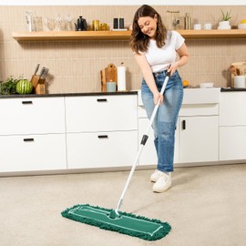 Tidy Tools Commercial Dust Mop & Floor Sweeper, 48 in. Dust Mop for Hardwood Floors, Reusable Dust Mop Head, Extendable Mop Handle, Industrial Dry Mop for Floor Cleaning & Janitorial Supplies, Green