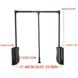 TRONTOP brand Wardrobe lift clothes rack,Pull Down Closet Rod for Hanging Clothes, Retractable Wardrobe Hanger for Cabinet, Aluminium alloy Tubing with Plastic Housing (MOCHA, SMALL:51-66CM/20-26IN)