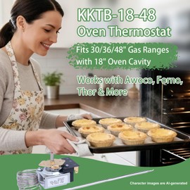 ZOKUSIK KKTB-18-48 Oven Thermostat 5A 120VAC, 48" Capillary Tube, Max 599°F, Replacement for Robertshaw KKTB-18-48, Fits 30/36/48" Gas Range with 18" Oven Cavity (Awoco, Forno, Thor)
