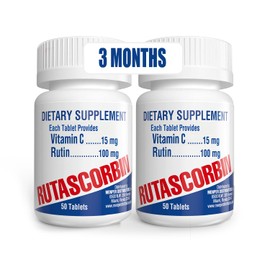 RUTASCORBIN Rutin and Vitamin C Tablets for Circulation and Immune Support | Moderate Daily Dose for Vessels & Vascular Wellness, Antioxidant and Collagen Support, Clean Formula, 50 Ct Each | 2 Pack