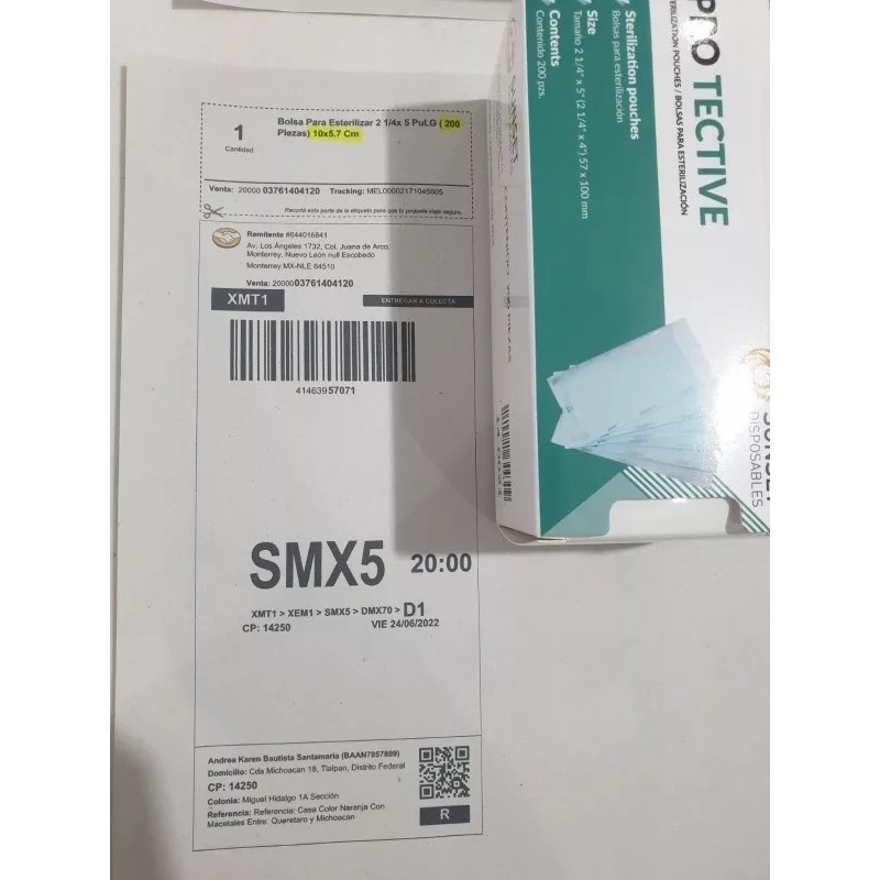 Vamasa Bolsa Para Esterilizar Autosellable 5.7x10cm Indicador 400pz