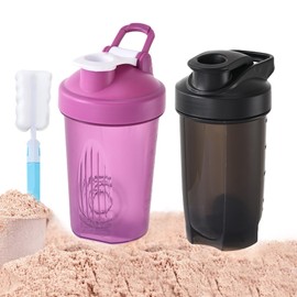 BAOSROY Protein Shaker, 2 x Shaker Protein Shaker, 400 ml Protein Shaker, Shaker for Protein Powder, Protein Shaker Bottle, Fitness Shaker, Protein Shaker Bottle, Protein Shaker with Screw Cap