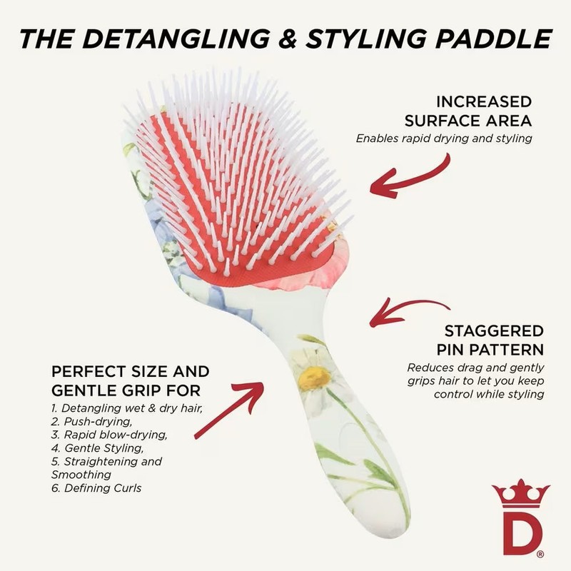 Denman D38 Floral Fantasies Power Paddle Brush
