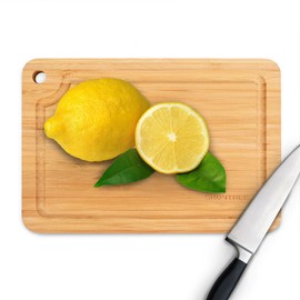 Skovtree Small Bamboo Chopping Board, 23x15.5cm Cutting Board with Handle, Juice Groove for Cutting Meat, Vegetables, Fruits and Fish.