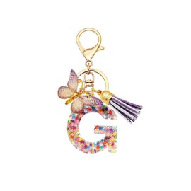 Alphabet exquisite small gift charms keychains, handbag charms, car accessories, butterfly tassel keychains (G)