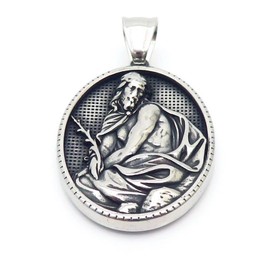Bungsa® Pendant Amulet Medallion Sacred Motifs 3D Effect Silver Stainless Steel Unisex, Stainless Steel