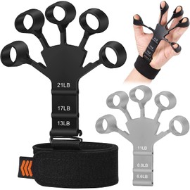 Hand Grip Strengthener 2 Pcs Adjustable Finger Exerciser and Finger Stretcher Grip Strength Trainer for Hand Therapy, Rock Climbing - Relieve Pain for Arthritis, Carpal Tunnel
