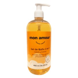 Mon Amour Jabón Liquido para Cuerpo y Cabello 2 en 1 Para Pieles Delicadas de Bebés y Niños Desde Recién Nacidos 480 ML.