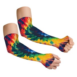 Hobbspring 1 Pair Gardening Sleeves Tie-dye Pattern Farmers Sun Protection Arm Sleeves Cooling Arm Sleeves Cover Arms for Women Men Garden Outdoor Sports
