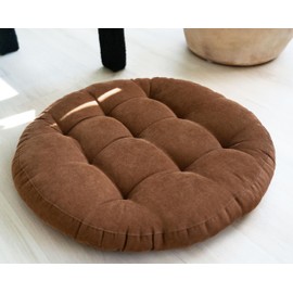 SnugCollection 24 Inches Extra Large Round Meditation Cushion - Corduroy Floor Pillow & Floor Cushions for Adults - Yoga, Pets, Floor Cushions for Kids & Floor Seating, 1 Count, Chestnut Brown
