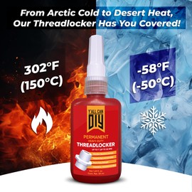 2 Blue + 2 Red (4 Pk x 1.69 fl.oz.) Medium/High Strength Threadlocker for Nuts, Bolts & Fasteners, Removable/Permanent Lock Tight, Ensure Ultimate Thread Lock, Anaerobic Locktight Thread Locker