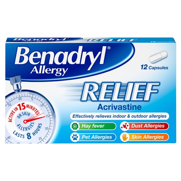 Benadryl Allergy Relief, 12 Capsules