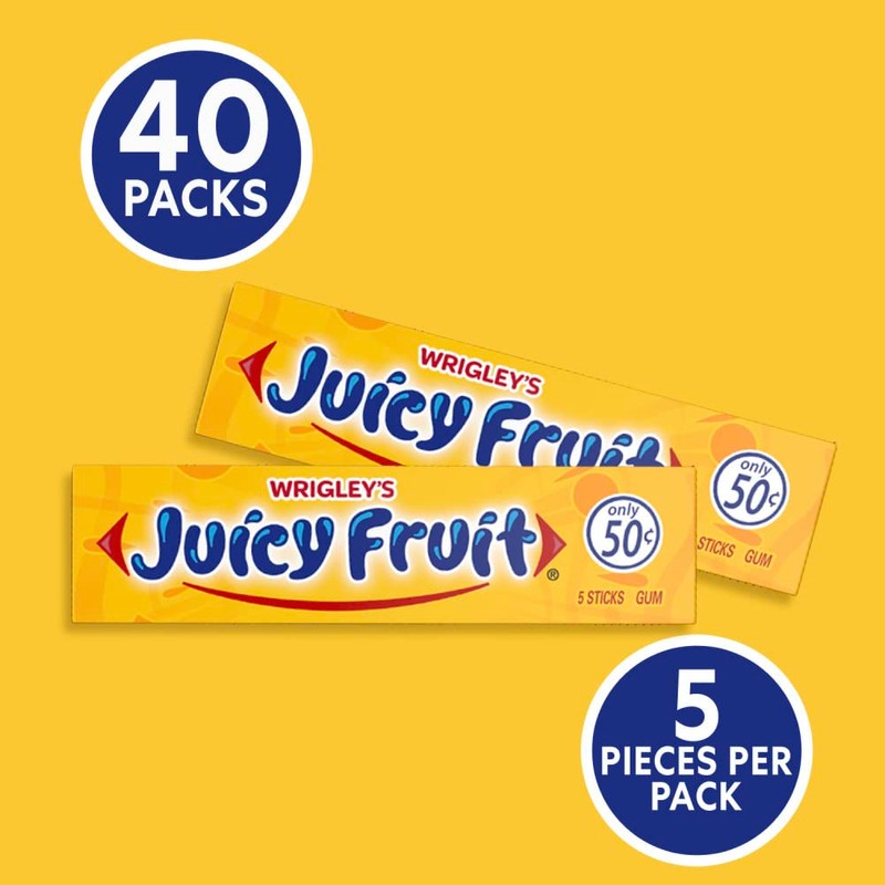 Juicy Fruit Gum WRIGLEY'S Chewing Gum Bulk Pack, 5 Stick
