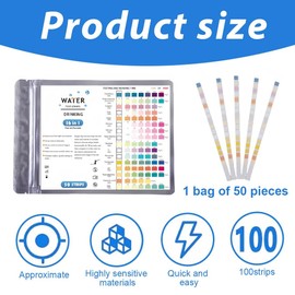 GJKLO Pack of 50 Water Testers Drinking Water Aquarium Water Test Strips 16-in-1 Water Test Strips for Drinking Water Quick Test Strips Aquarium Water Hardness Measure, colour