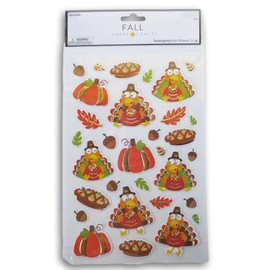 Thanksgiving Harvest Turkey and Leaves Stickers - Foil Adhesive Decals for Crafts & Scrapbooks - 31 Pieces