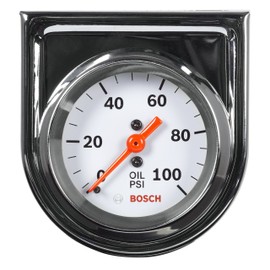 Bosch SP0F000044 Style Line 2" Mechanical Oil Pressure Gauge (White Dial Face, Chrome Bezel)