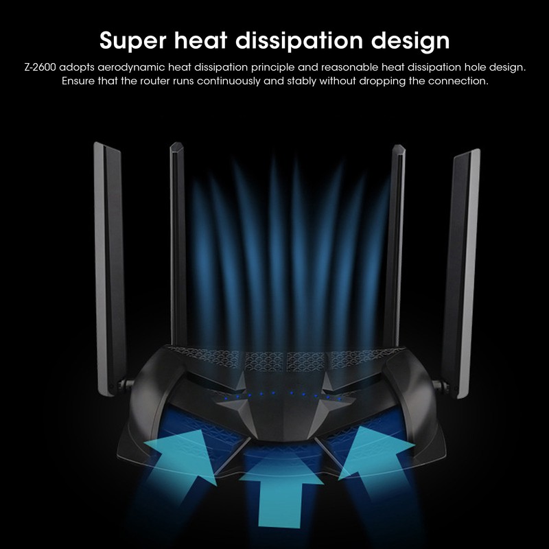 Wireless Router 2.4/5G WIFI Gaming Computer Networking Tool 2600M Z‑2600