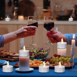 Paichi Tea Lights Candles Battery Operated with Remote Control, 12Pcs Flickering Flameless Candle with Timer, Long Lasting 400+ Hours Led Electric Candle for Home Decor, Wedding, Party (WarmWhite)