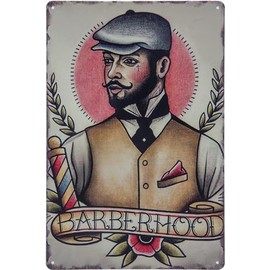 30 x 20 cm Retro Tin Sign - Barber Shop Vintage - Decorative Sign for Hairdresser, Barber, Hairstylist and Home