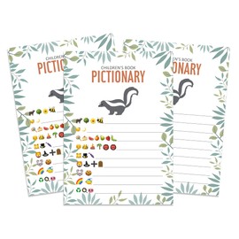 Inkdotpot Pack of 50, Boy/Girl Baby Shower Party Collection, Children Books Pictionary Baby Shower Party Games, Activities, Decorations, Fox Party Supplies-a