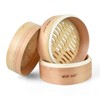WISH SUN 蒸し器 木製せいろ 21cm 天然素材（杉・竹）使用 19/21/24cm 家庭用 蒸し紙50枚＆お手入れブラシ付き 健康調理器具