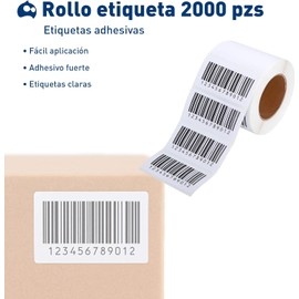 Bluelander Rollo Etiqueta Térmica Plastica Directa de 2x1 (50 mm*25 mm), Rollo con 2000 Etiquetas Adhesivas, Etiquetas Personalizadas, Para Impresora de Etiqueras Adhesivas (Chico 50 x 25 mm)