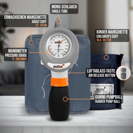 Pulox EazyBP Manual Blood Pressure Monitor for Adults & Children with Stethoscope, 2 Cuffs & Case
