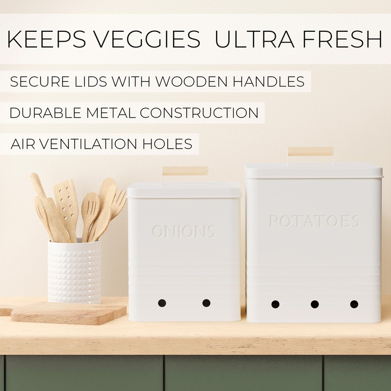 Beautiful Potato and Onion Storage Container Set - Perfectly Sized
