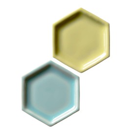 B&Dminoyaki MAM-SETC Mino Yaki Bean Plate Pair Set, HEX, Mint x Lemon
