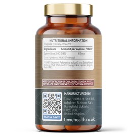 Time Health Renew - Spermidine - 99% Purity - Maximum Strength - 6.5mg x 60 Capsules - Longevity Support - GMP Standards - UK Made - Vegan (60 Count (Pack of 1))