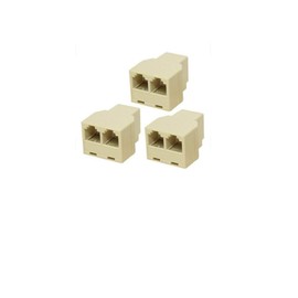 VISTRIC 3-Pack, Phone Line Splitter, RJ11 Female to Dual Female Sockets, Split one Line for 2 Devices. Works with Telephones, Fax-Machines, Answering-Machines, Cordless-Phones. Ivory Color