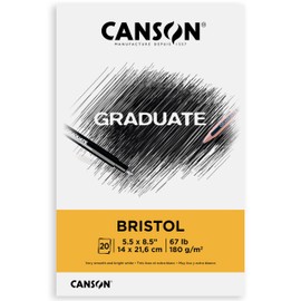 Canson Graduate Bristol Pad, Foldover, 5.5x8.5 inch, 20 Sheets | Artist Paper for Adults and Students - Drawing, Sketching, Markers and Art Journaling
