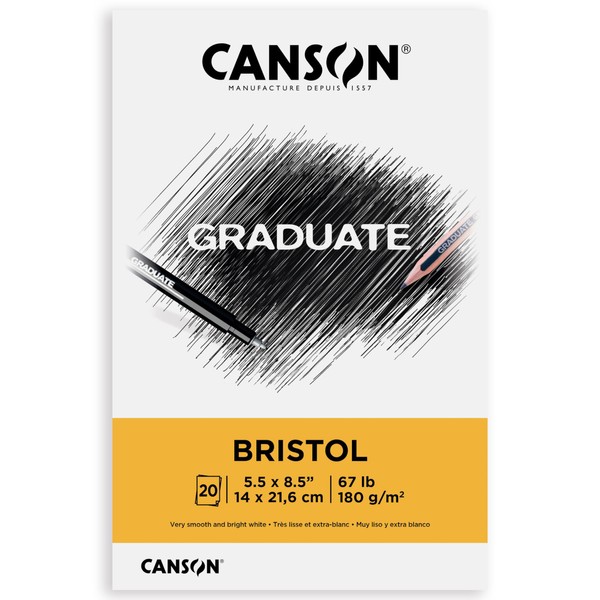 Canson Graduate Bristol Pad, Foldover, 5.5x8.5 inch, 20 Sheets |