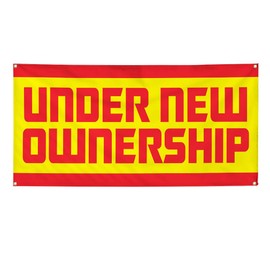 Vinyl Banner Multiple Sizes Under New Ownership Business H Business Outdoor Weatherproof Industrial Yard Signs Yellow 4 Grommets 24x48Inches