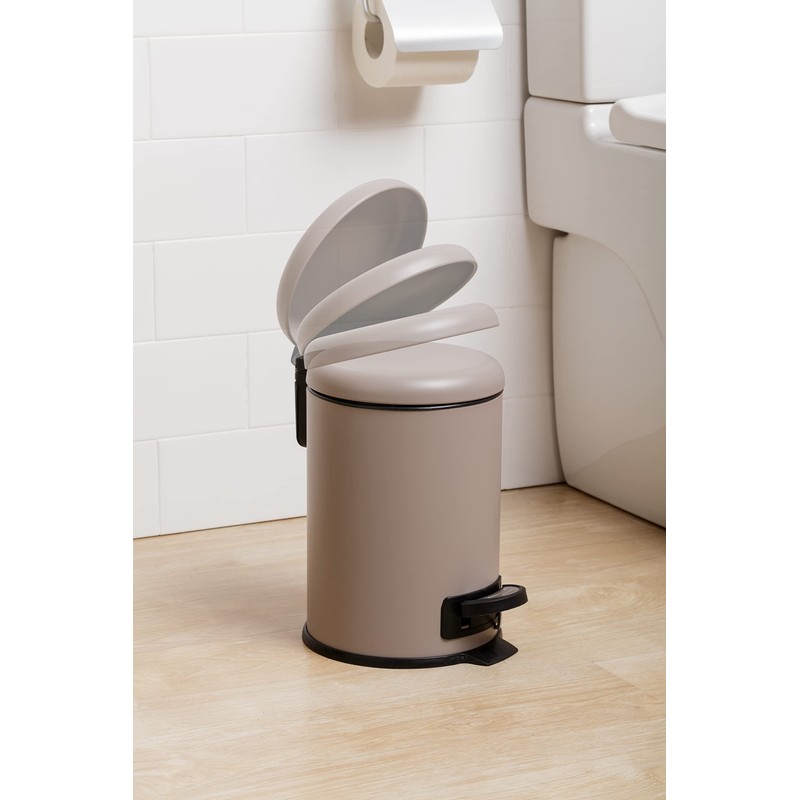 TATAY Bathroom Trash Bin with Stainless Steel Pedal, 3L Capacity,