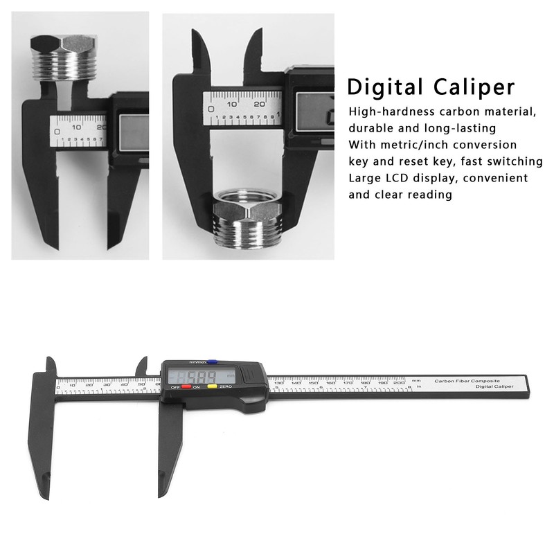 200mm Carbon Electric Digital Caliper Ruler with Large LCD Screen