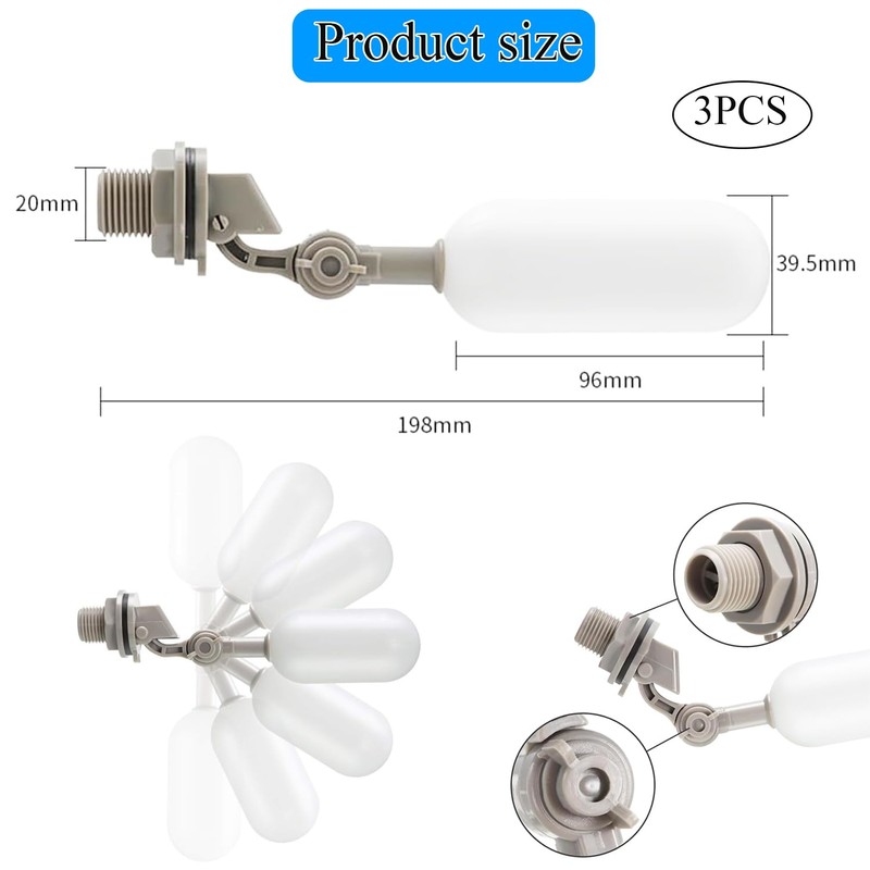 Xinghonyac 3 Pcs Float Valve Set, 1/2-Inch Water Supply Pipe