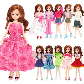 Barwa 22cm Doll Clothes Licca Doll Dress Random 5 Pieces Clothes Set 1/6 Doll Clothes 22cm Doll Dress Handmade Cute