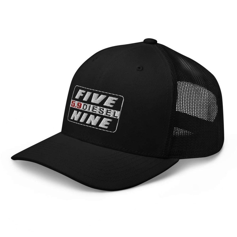 5.9 Ram Diesel Engine Hat Trucker Cap Black