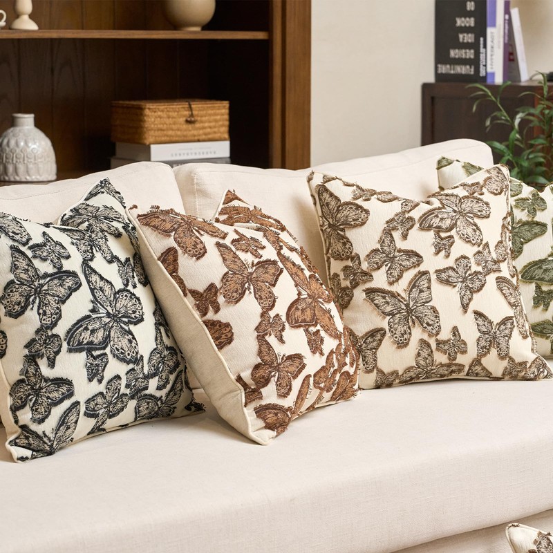 Chenille Decorative Throw Pillow Cover, 18×18, Caramel Brown