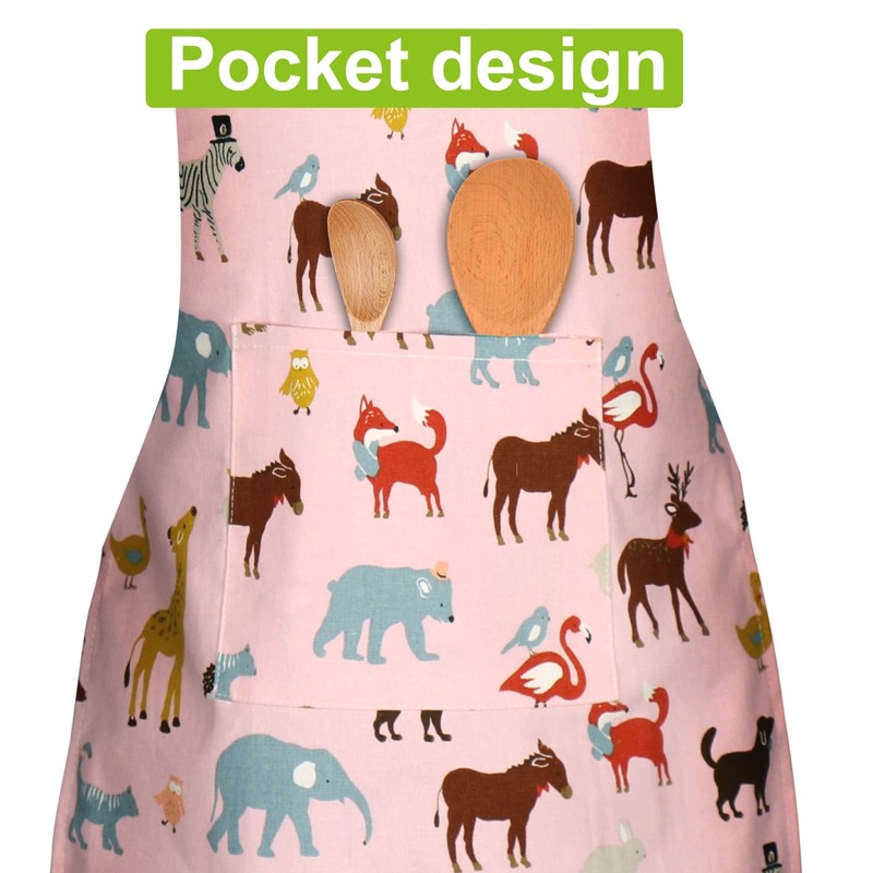 Kids Aprons, Cotton Children Artists Aprons Child Chef Aprons (Blue,