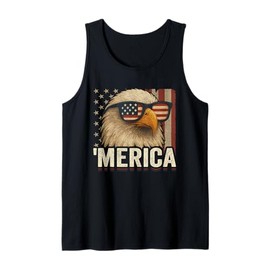 American Flag Patriotic Bald Eagle - 4th of July USA Merica Tank Top